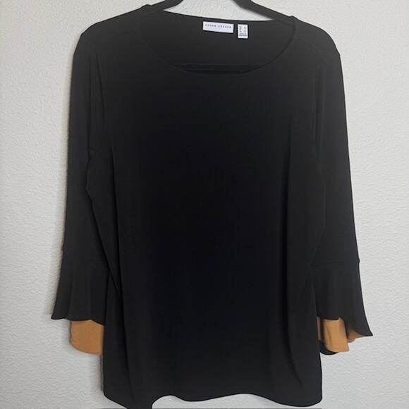 Liquid Knit Bell Sleeve Whimsigoth Top with Golden Honey Lined Cuffs - Picture 1 of 13